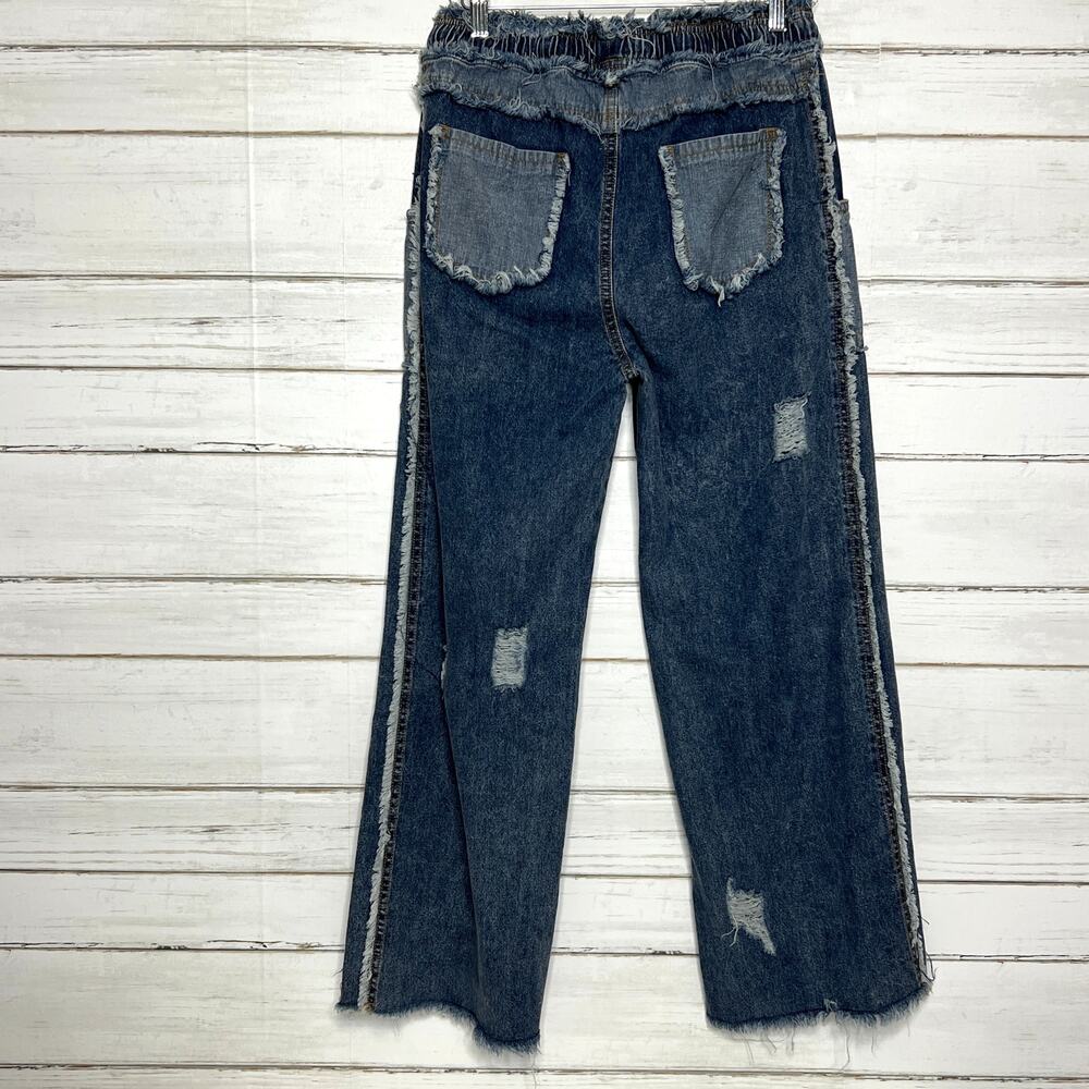 POL Distressed Patchwork Jeans Small Wide Leg Boh… - image 3